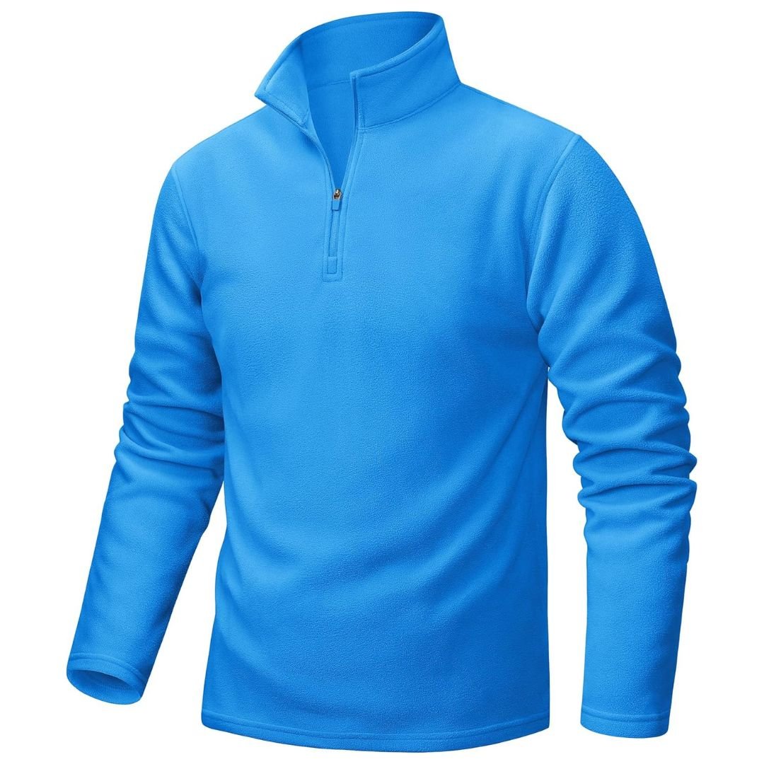 Men's vintage UNCW quarter-zip fleece pullover sweatshirt, windproof stand collar, gray athletic fit