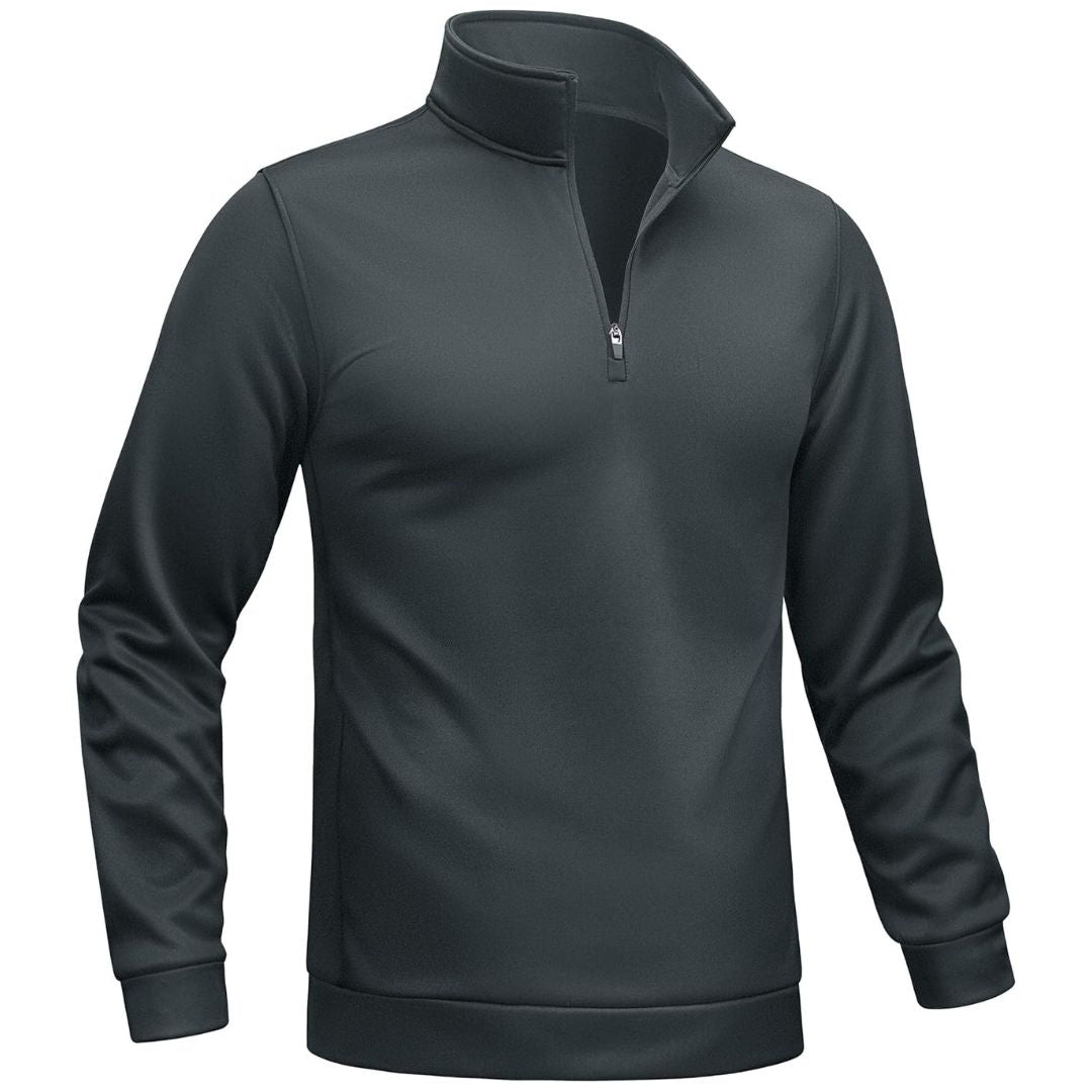 Men's lightweight fleece-lined quarter zip pullover sweatshirt, versatile outdoor layer in classic fit