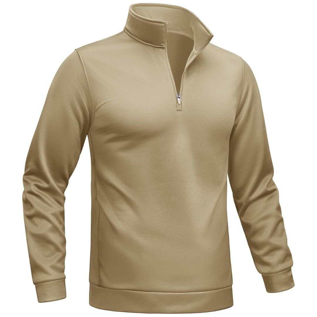 Men's lightweight fleece-lined quarter zip pullover sweatshirt, versatile outdoor layer in classic fit