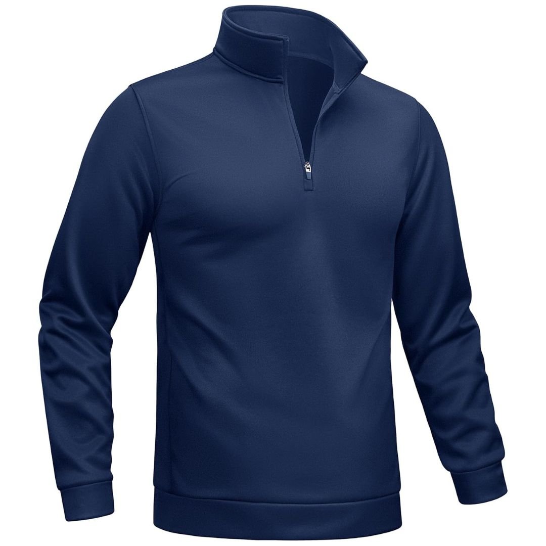 Men's lightweight fleece-lined quarter zip pullover sweatshirt, versatile outdoor layer in classic fit
