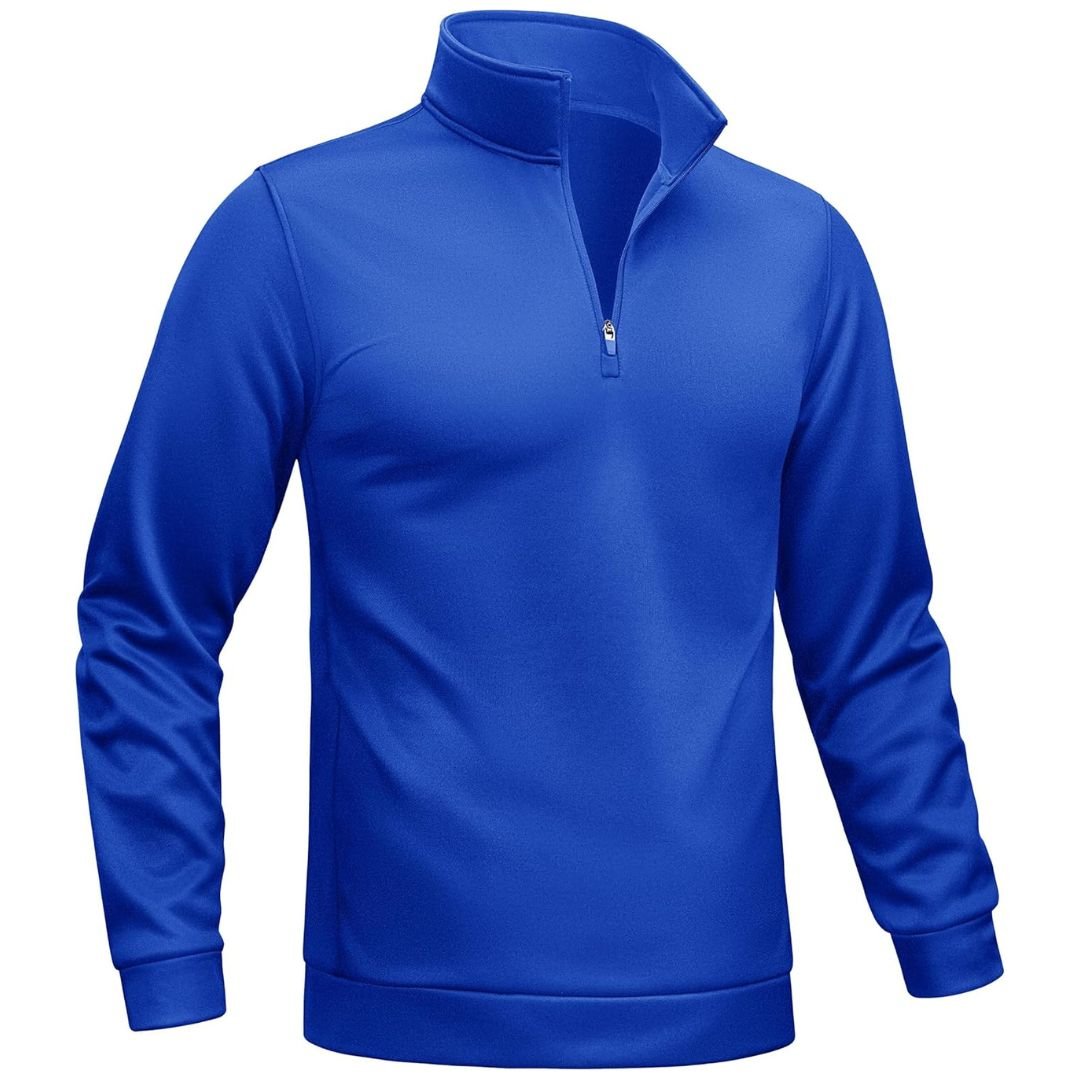 Men's lightweight fleece-lined quarter zip pullover sweatshirt, versatile outdoor layer in classic fit