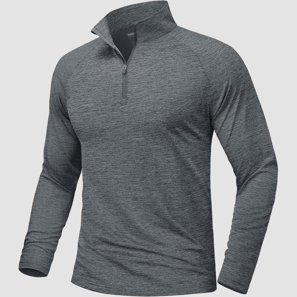 Men's UPF 50 quarter-zip rash guard long sleeve sun protection shirt quick-dry outdoor athletic fit