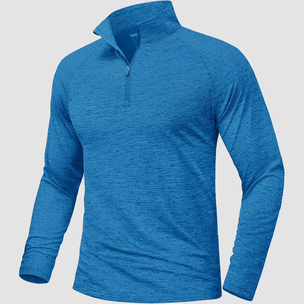 Men's UPF 50 quarter-zip rash guard long sleeve sun protection shirt quick-dry athletic fit