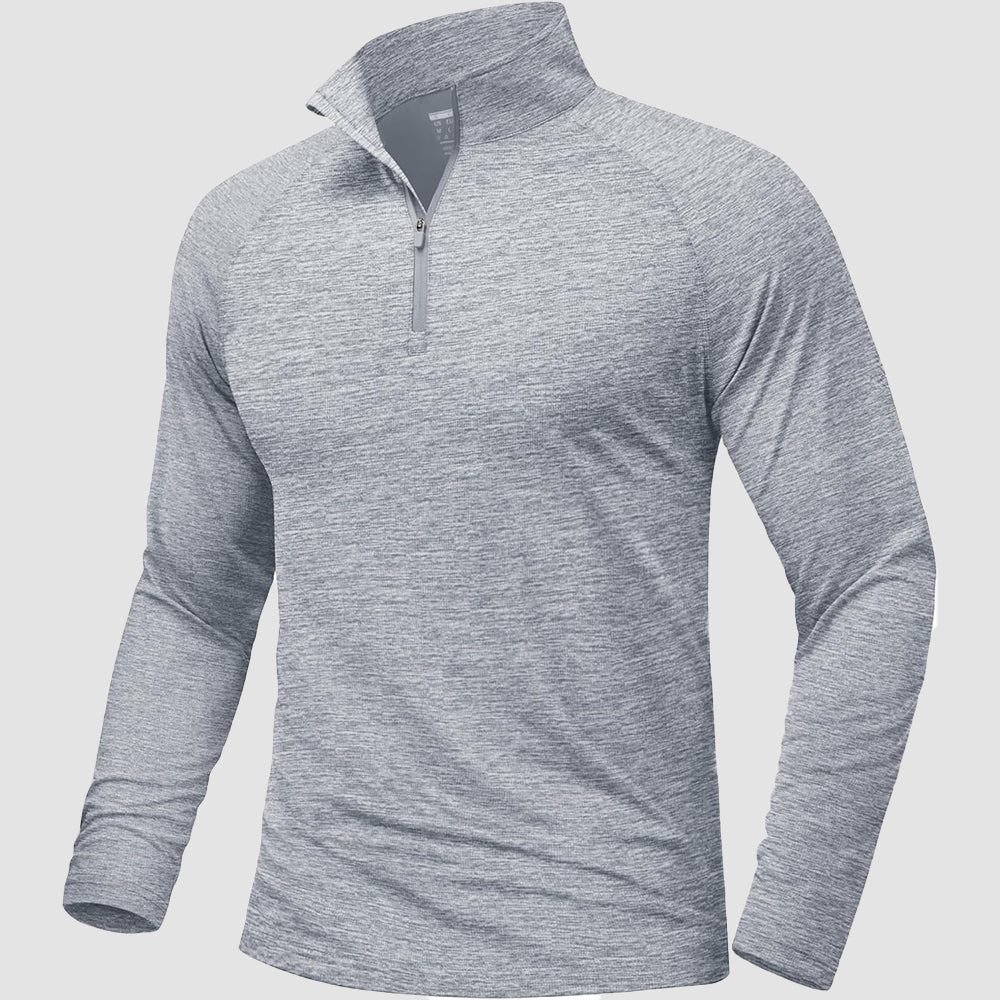 Men's UPF 50 quarter-zip rash guard long sleeve shirt lightweight quick-dry sun protection