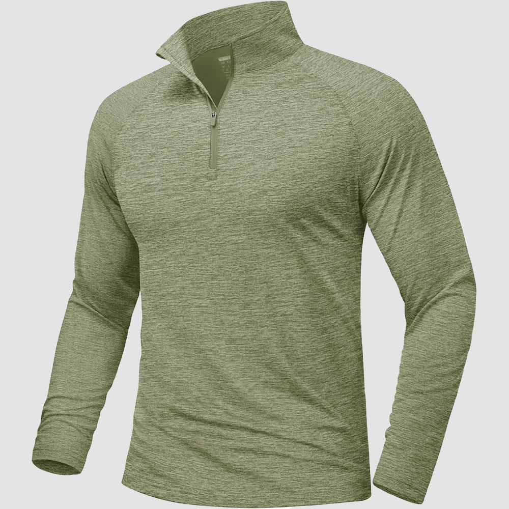 Men's UPF 50 quarter-zip rash guard long sleeve sun protection shirt quick-dry athletic fit