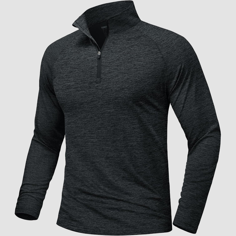 Men's UPF 50 quarter-zip rash guard long sleeve quick-dry sun protection athletic shirt