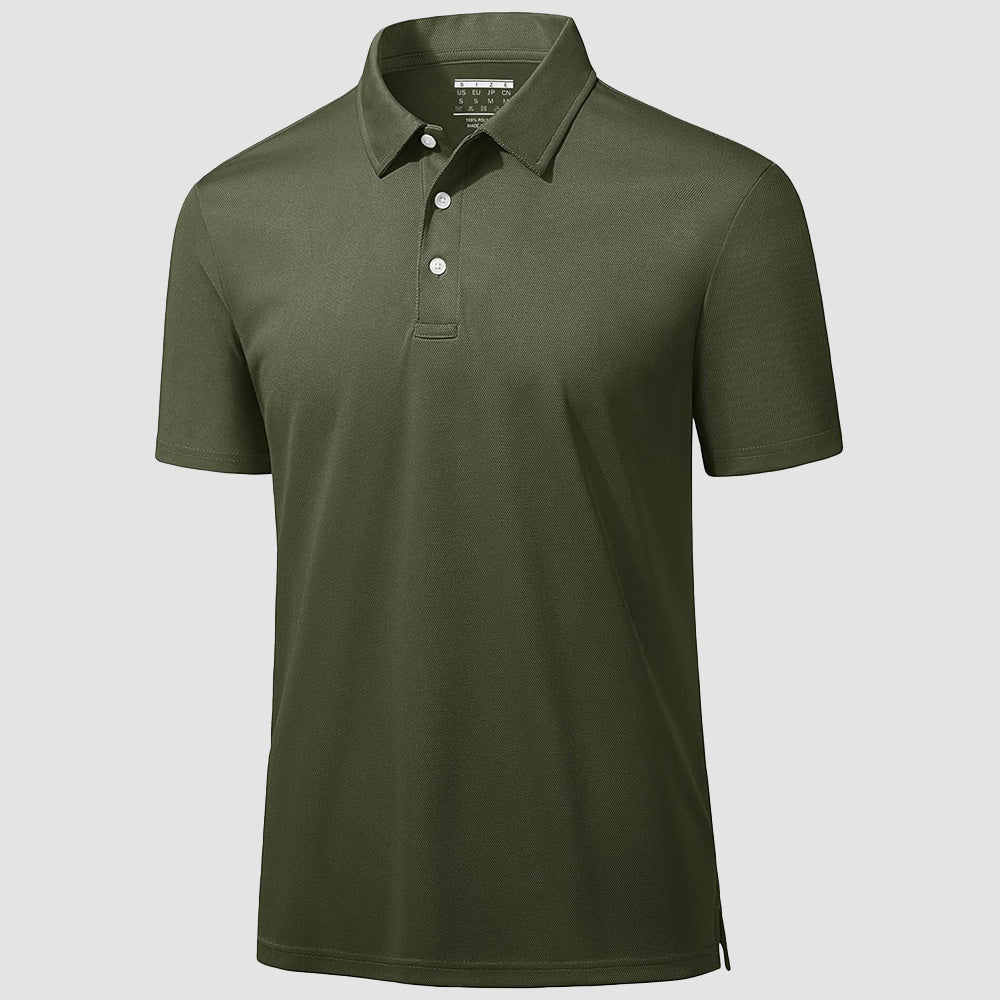 Men's lightweight quick-dry golf polo shirt breathable moisture-wicking polyester for active players