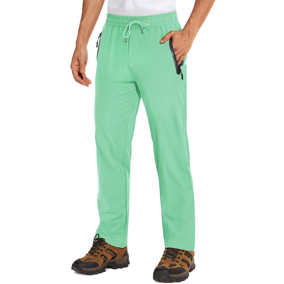 Men's lightweight quick-dry hiking sweatpants with zipper pockets, breathable polyester for outdoors