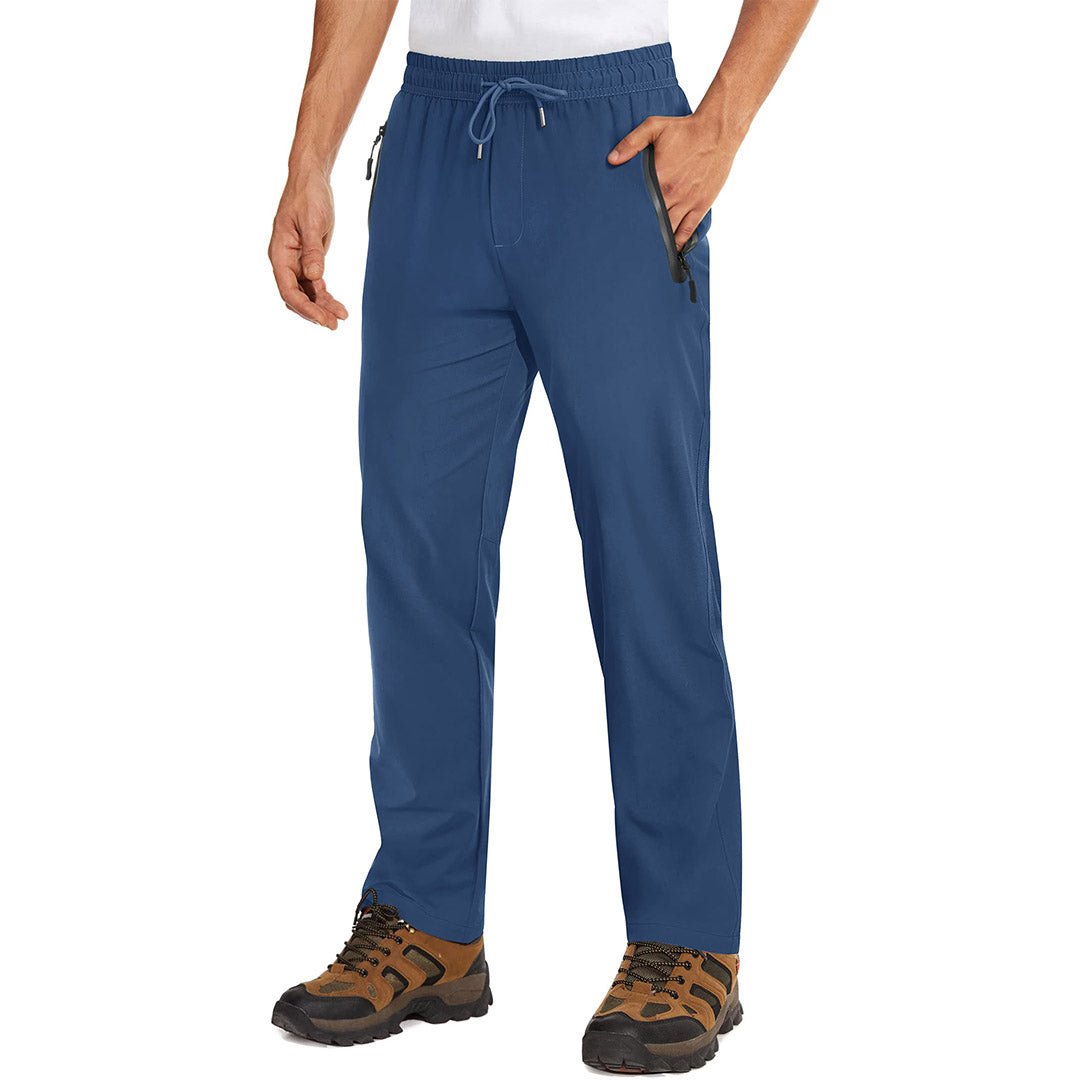 Men's lightweight quick-dry hiking sweatpants with zipper pockets, breathable polyester, athletic fit