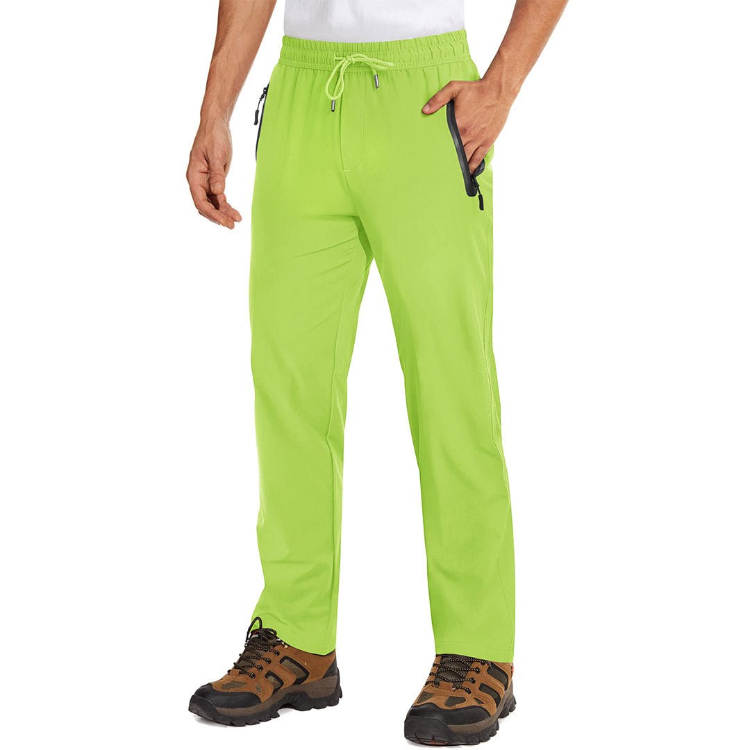 Men's lightweight quick-dry hiking sweatpants with zipper pockets, breathable polyester, slim athletic fit
