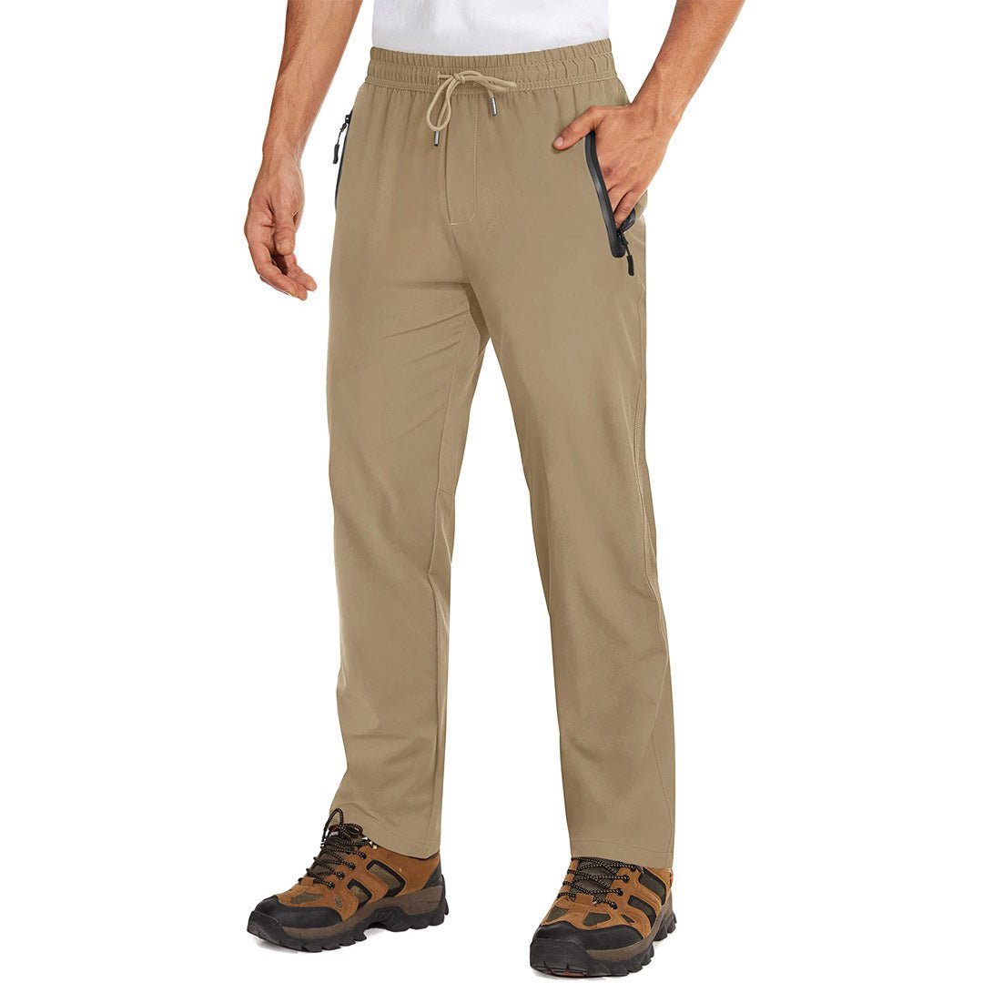 Men's lightweight quick-dry hiking sweatpants with zipper pockets, breathable polyester, outdoor fit