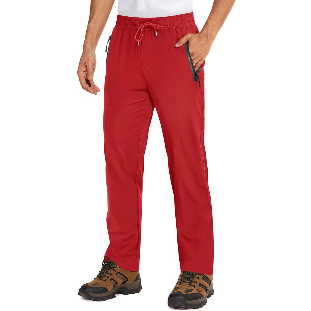 Men's lightweight quick-dry hiking sweatpants with zipper pockets, breathable polyester, outdoor fitness