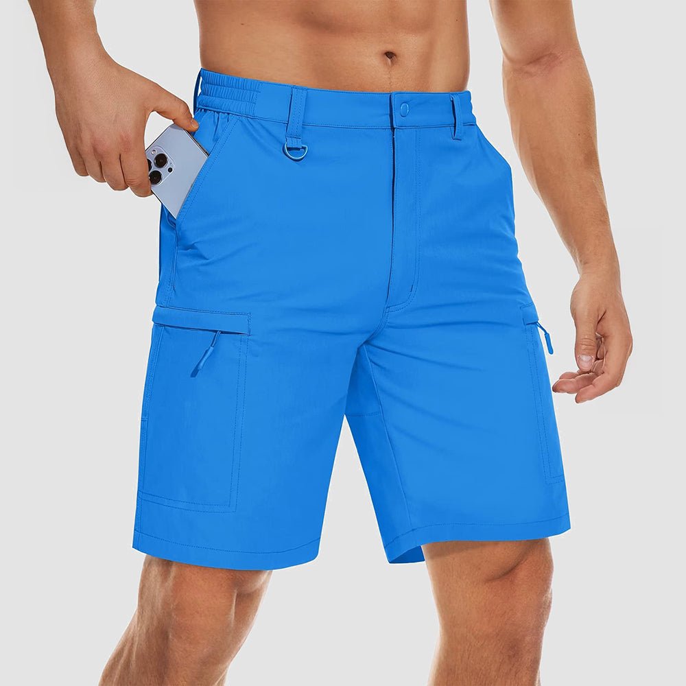 Men's quick-dry ripstop nylon hiking shorts, lightweight water-resistant breathable outdoor fit