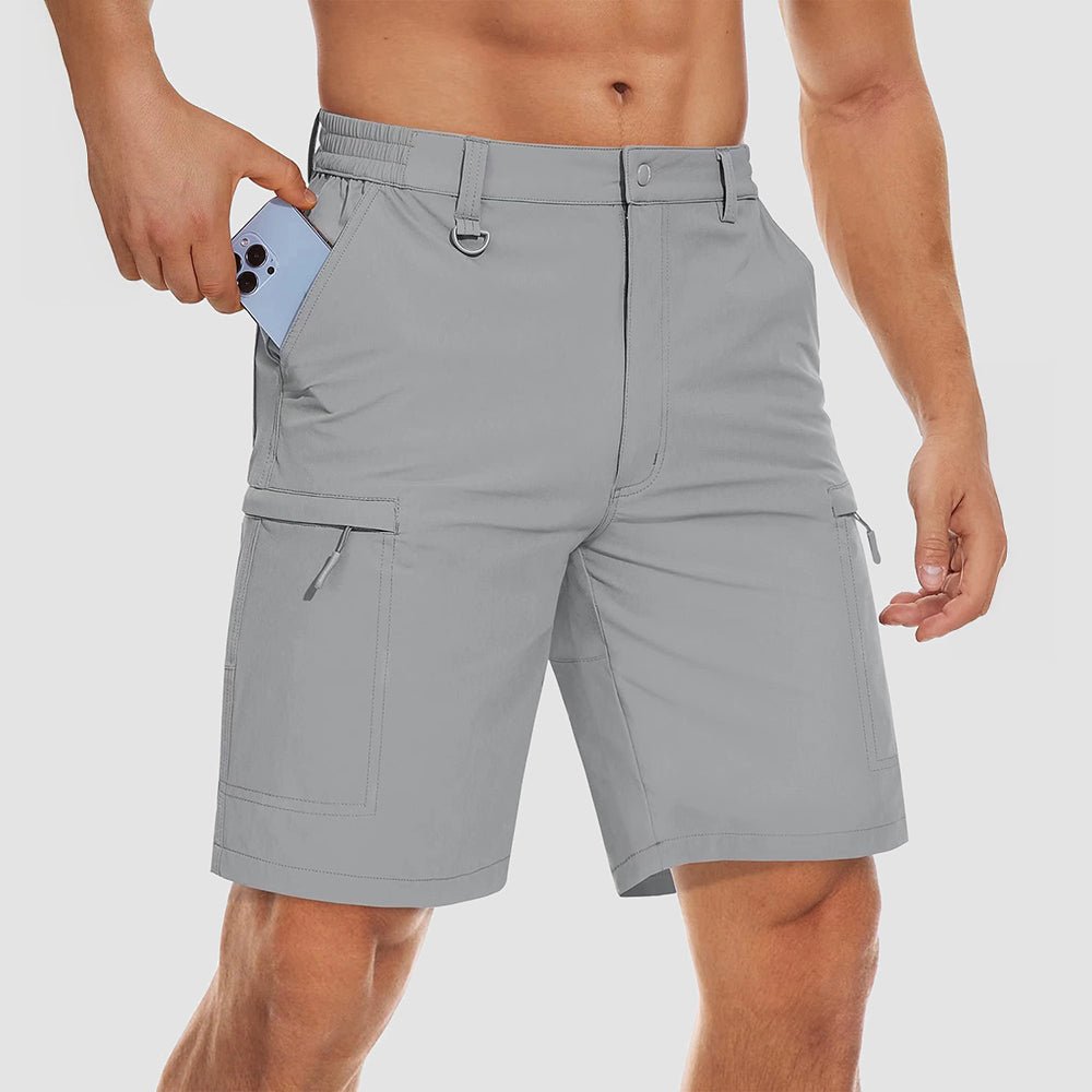 Men's quick-dry ripstop nylon hiking shorts, lightweight water-resistant breathable outdoor performance fit