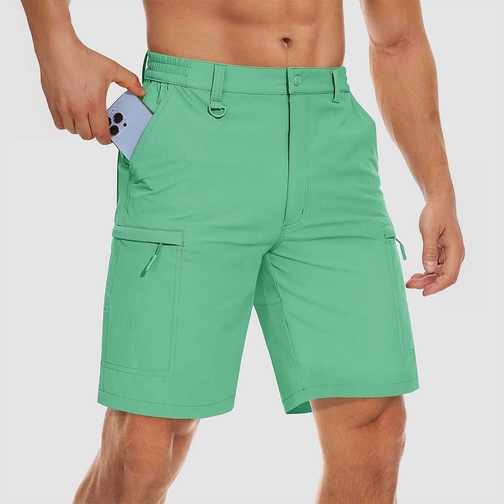 Men's quick-dry ripstop nylon hiking shorts, lightweight water-resistant breathable outdoor fit
