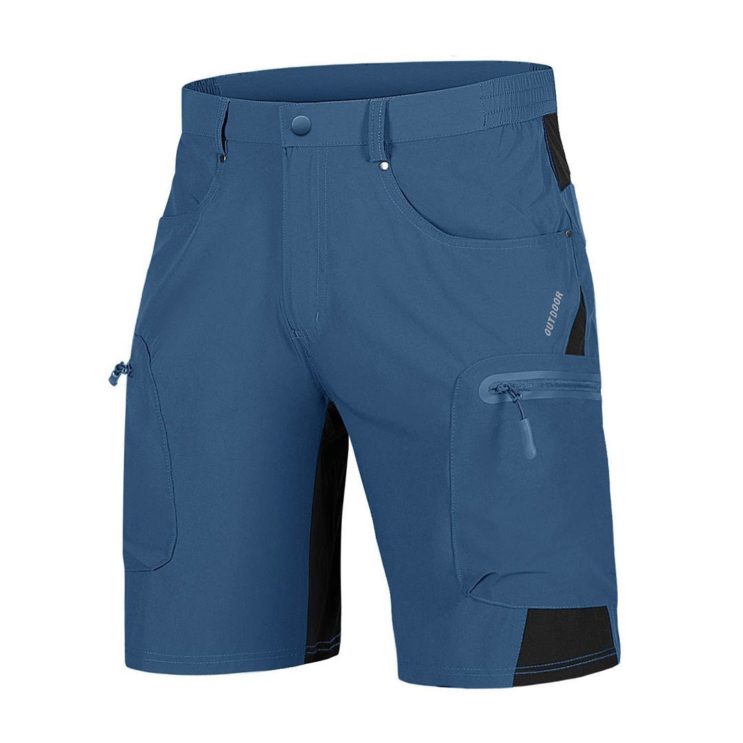 Men's khaki cargo shorts knee-length quick-dry nylon hiking multi-pocket lightweight breathable