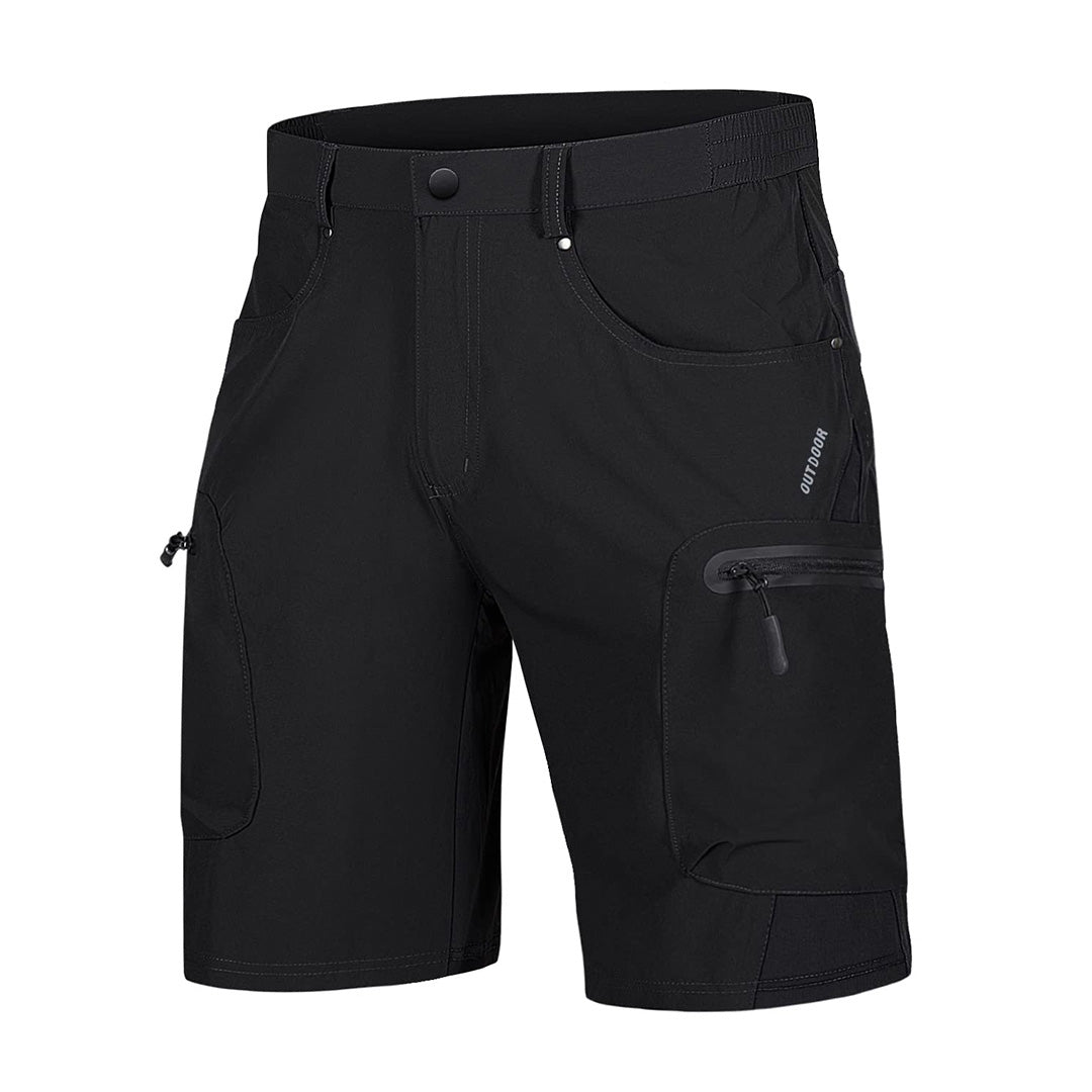 Men's khaki cargo shorts knee-length quick-dry nylon hiking multi-pocket lightweight breathable outdoor