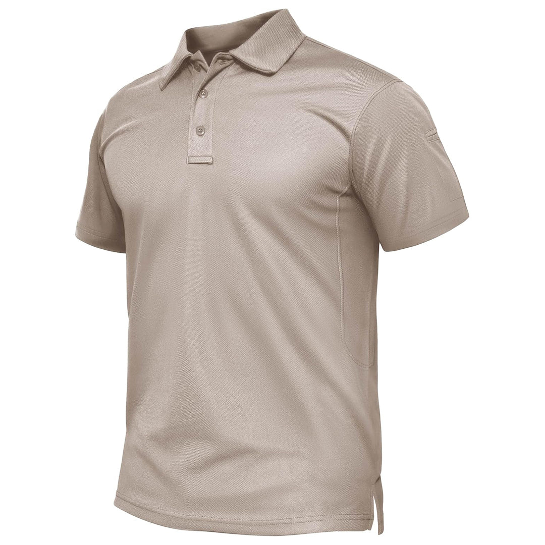 Men's quick-dry golf polo shirt, performance pique jersey, three-button closure, breathable fit