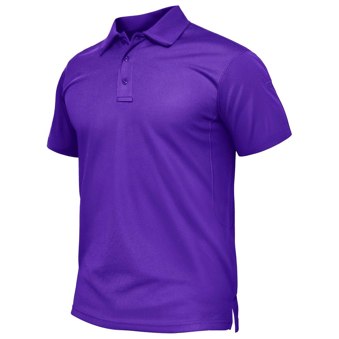 Men's quick-dry golf polo shirt, performance pique jersey, three-button closure, short sleeve