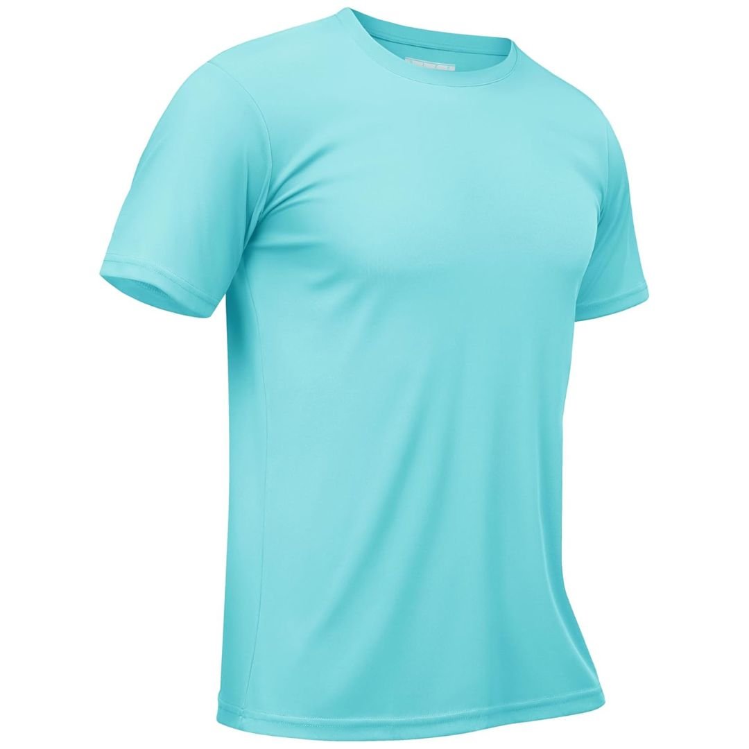 Men's quick-dry rash guard shirt, lightweight breathable UV protection tee for outdoor sports