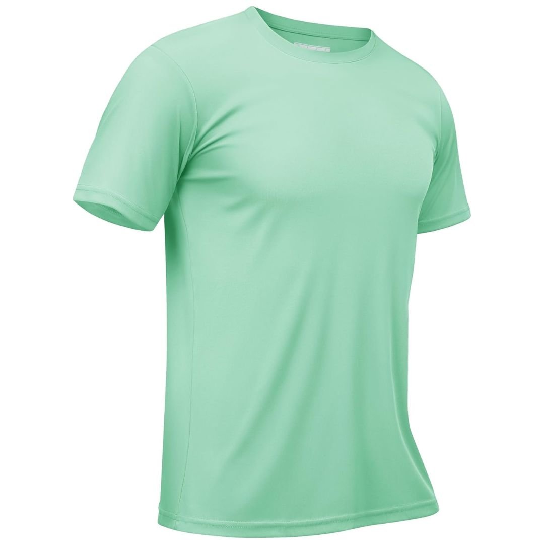 Men's slim-fit rash guard shirt, quick-dry sun protection UPF fabric, ideal for outdoor sports