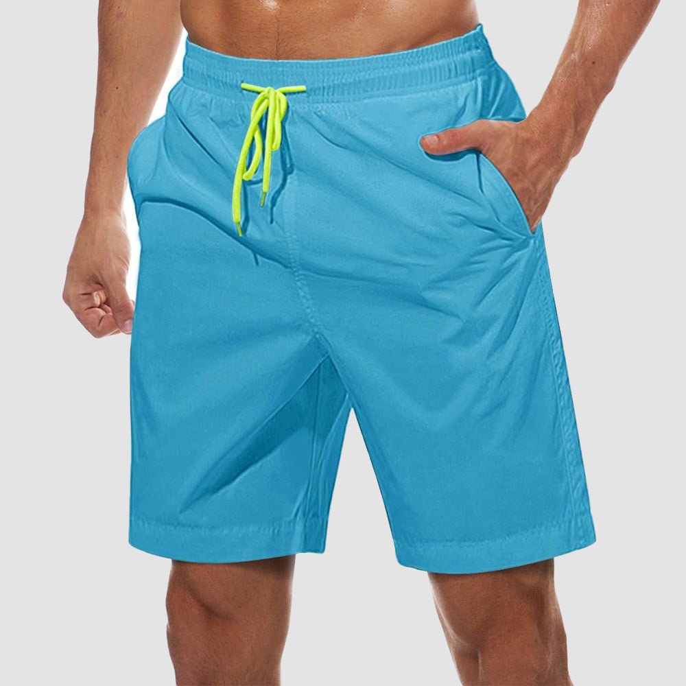 Men's quick-dry swim trunks lightweight nylon shorts mesh lining multiple pockets beach boardwalk