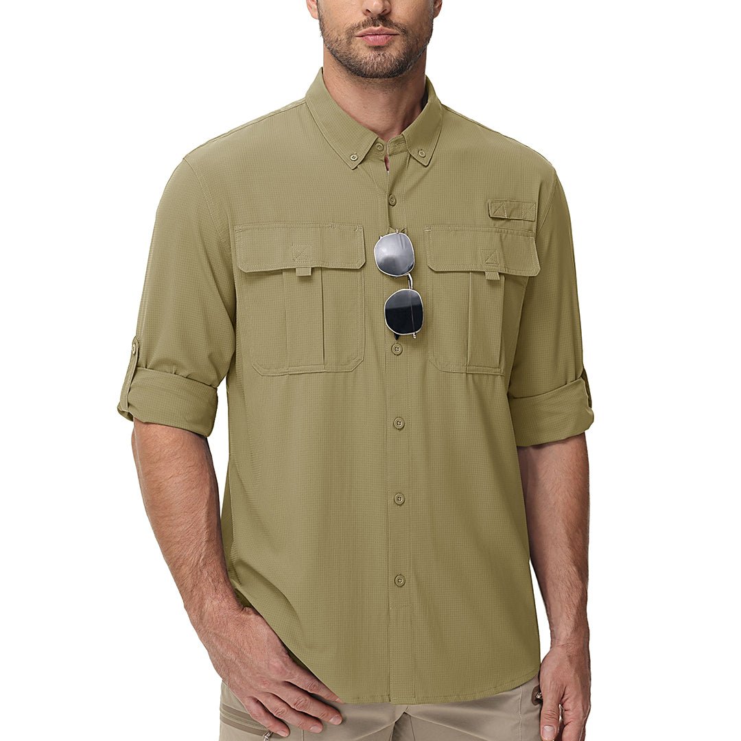Men's quick-dry tactical shirt lightweight breathable UPF 50 sun protection for hiking fishing