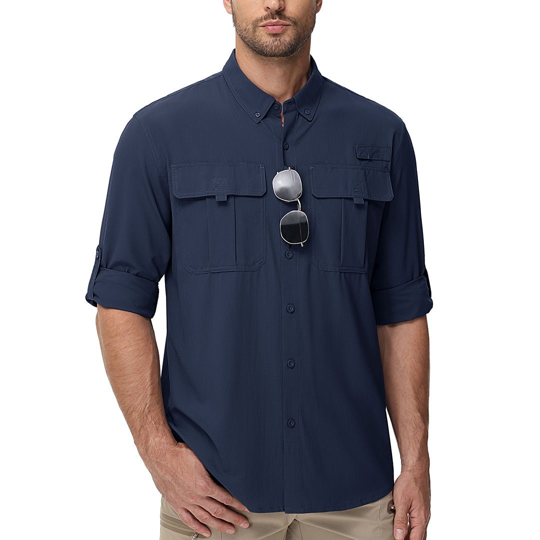 Men's quick-dry tactical shirt lightweight breathable UPF 50 sun protection outdoor hiking fishing