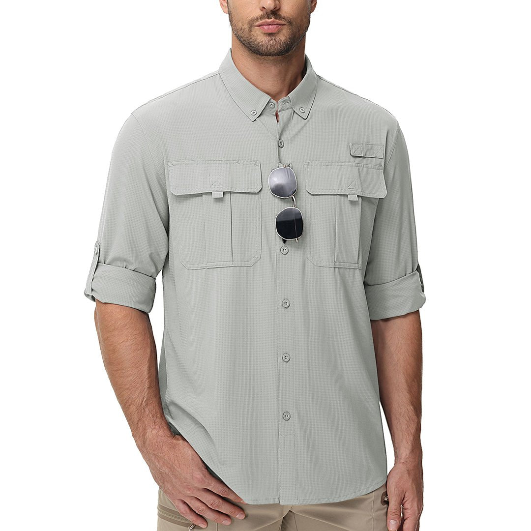 Men's quick-dry tactical hiking shirt UPF 50 sun protection lightweight breathable outdoor fishing top