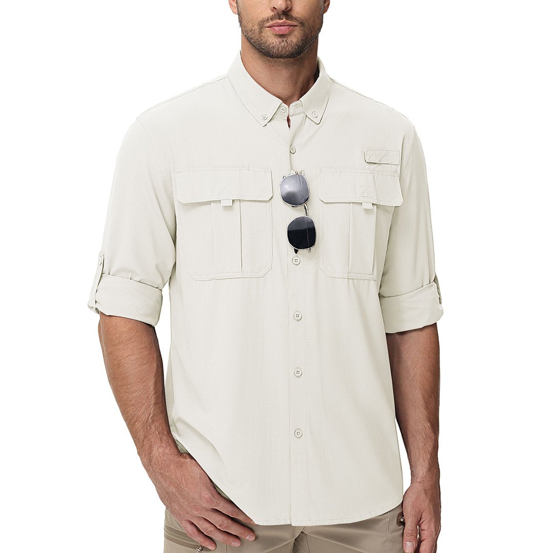 Men's quick-dry tactical shirt UPF 50 sun protection lightweight breathable hiking fishing outdoor top
