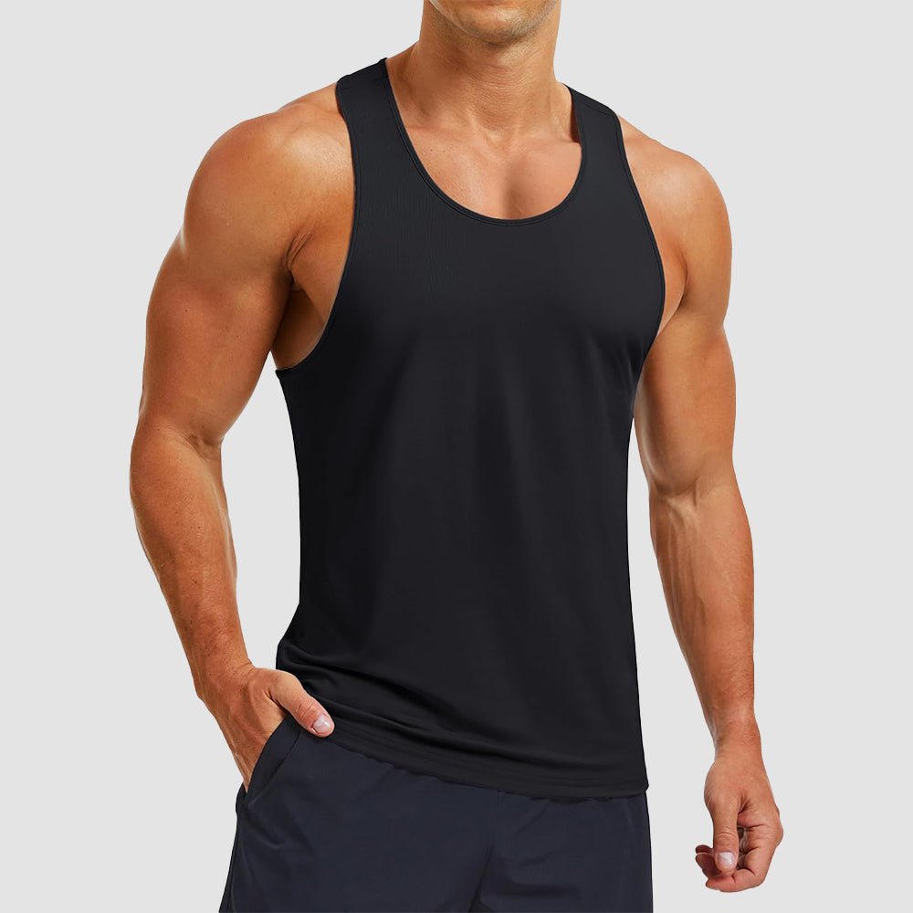 Men's UPF 80+ athletic Y-back tank top quick-dry moisture-wicking lightweight summer workout shirt