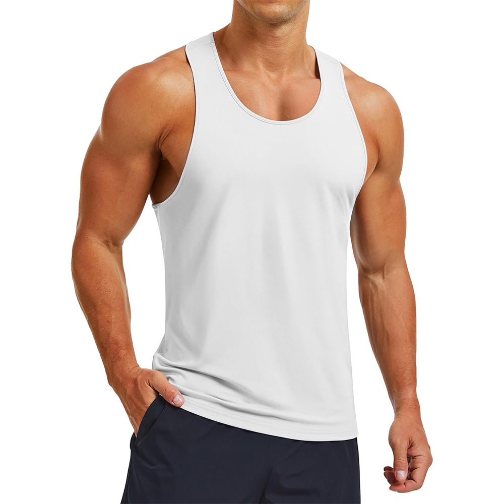 Men's UPF 80+ athletic Y-back tank top quick-dry moisture-wicking lightweight summer workout tee