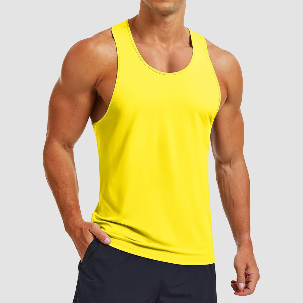 Men's UPF 80+ athletic Y-back tank top quick-dry moisture-wicking lightweight summer workout shirt