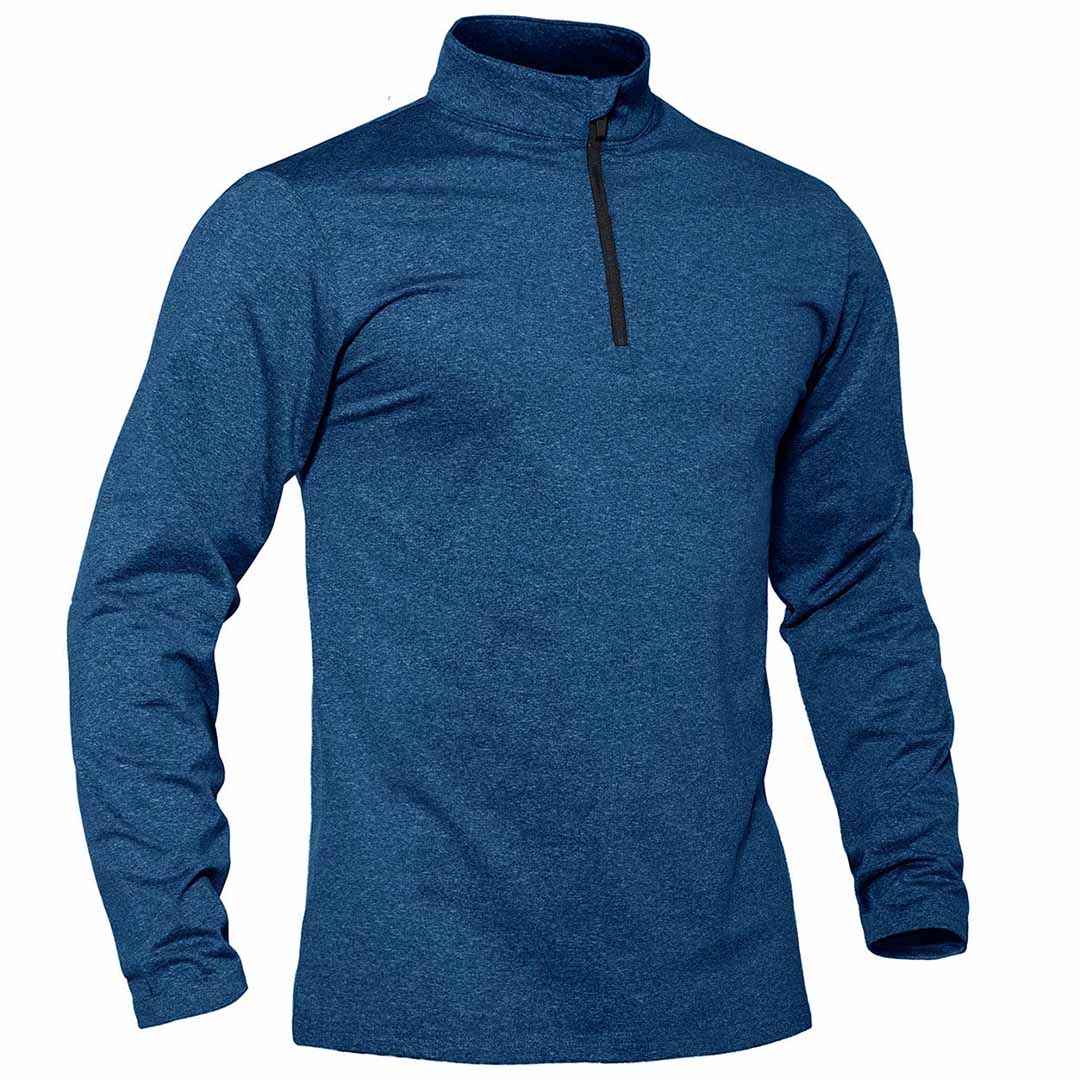 Men's quarter zip fleece lined thermal pullover sweatshirt lightweight stretch fabric for winter