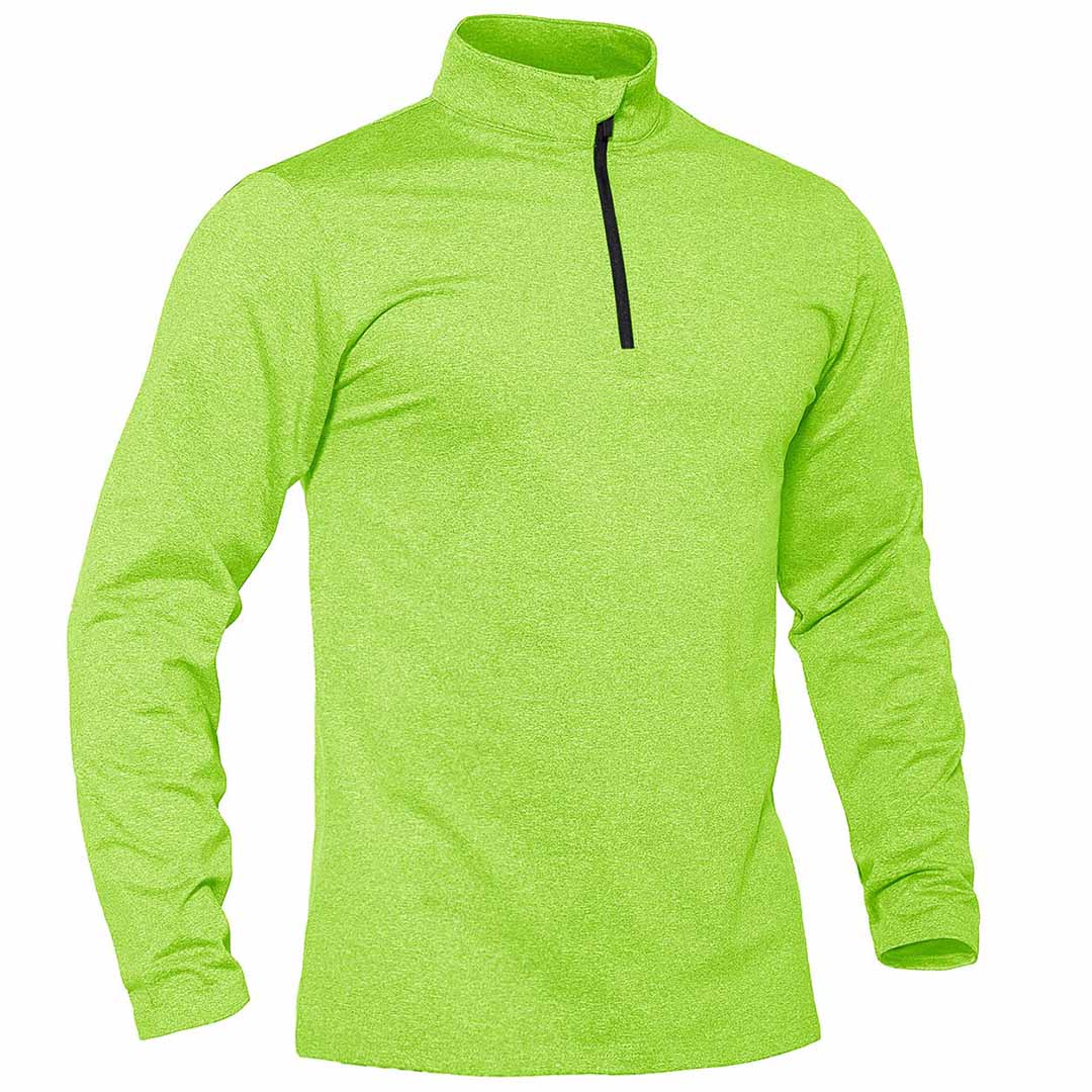 Men's gray quarter zip fleece-lined thermal pullover sweatshirt with stretch fit for winter