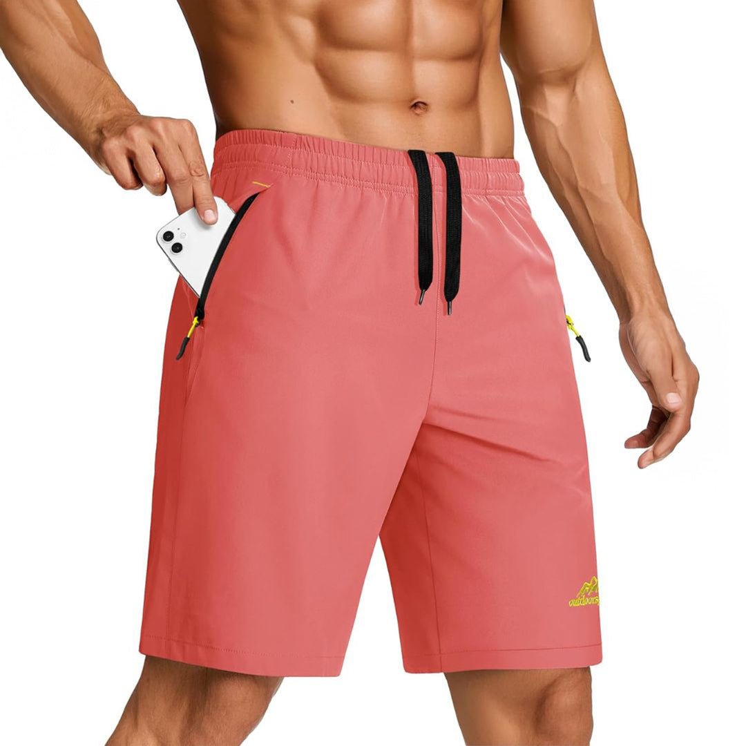 Men's gray quick-dry running shorts lightweight water-resistant 4-way stretch performance training