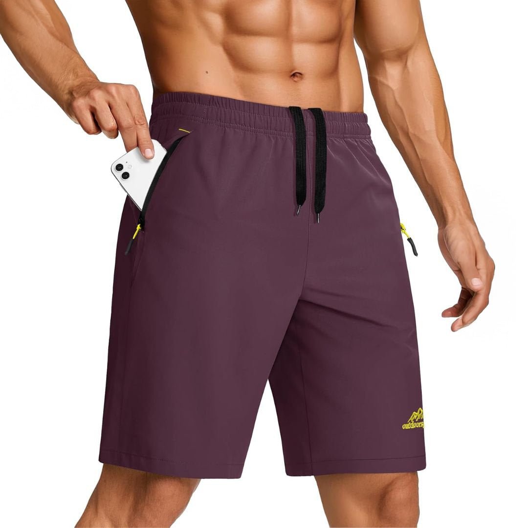 Men's lightweight quick-dry running shorts with water-resistant finish and 4-way stretch for gym training