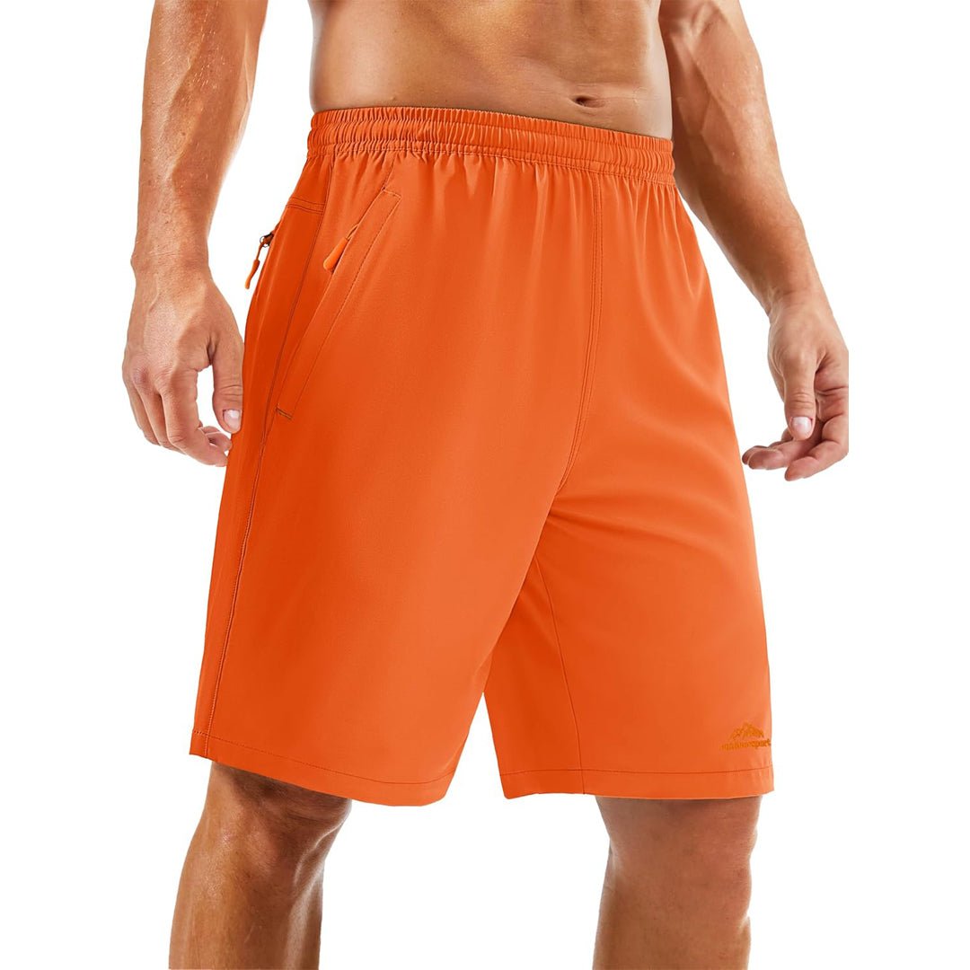 Men's lightweight quick-dry running shorts with zip pockets, moisture-wicking stretch fabric for training