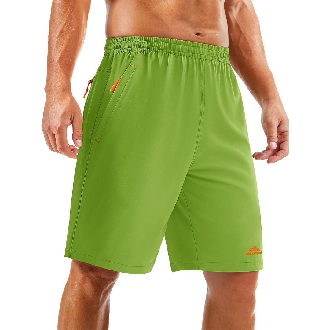 Men's lightweight quick-dry running shorts with zip pockets, moisture-wicking polyester-spandex blend