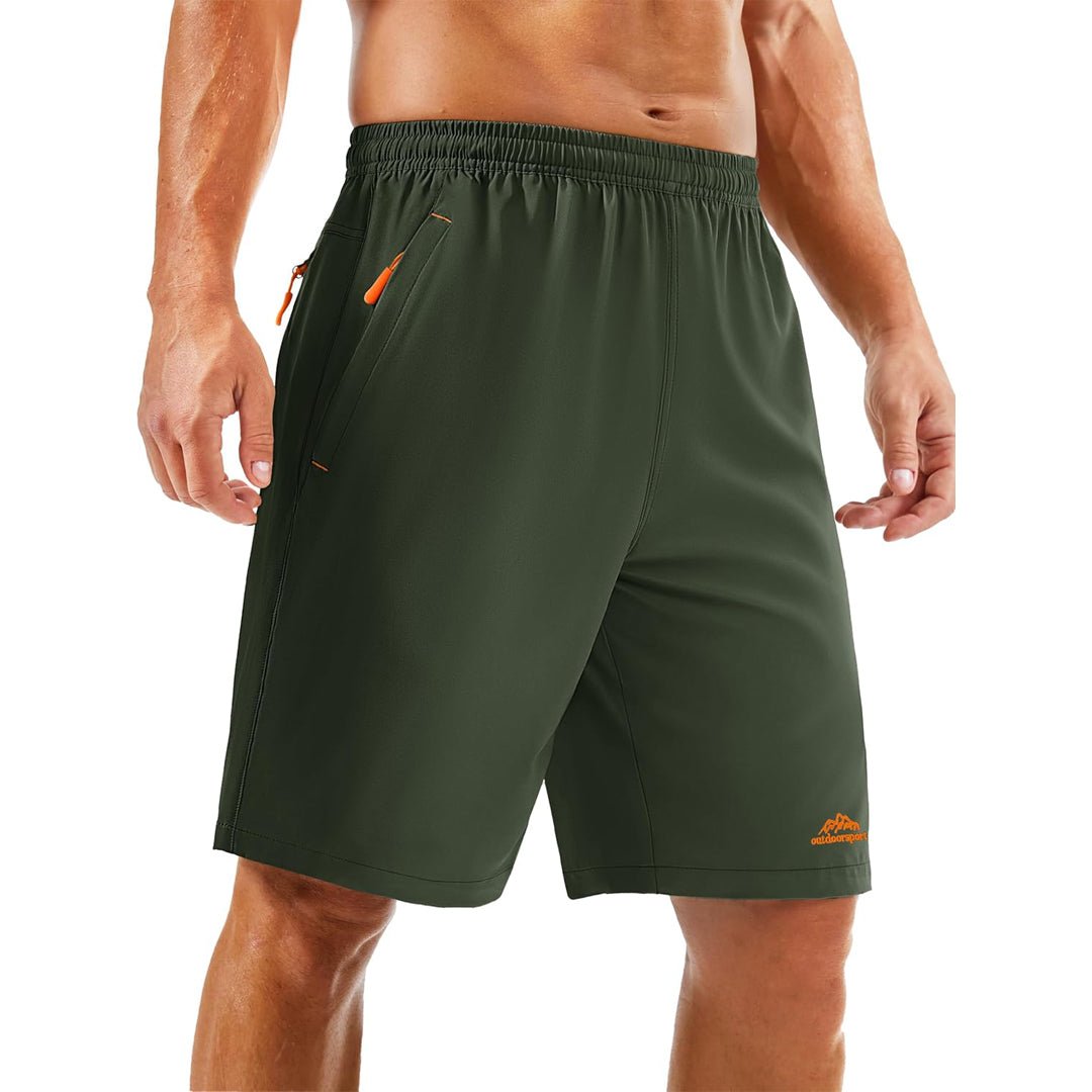 Men's lightweight quick-dry running shorts with zip pockets, moisture-wicking polyester-spandex blend