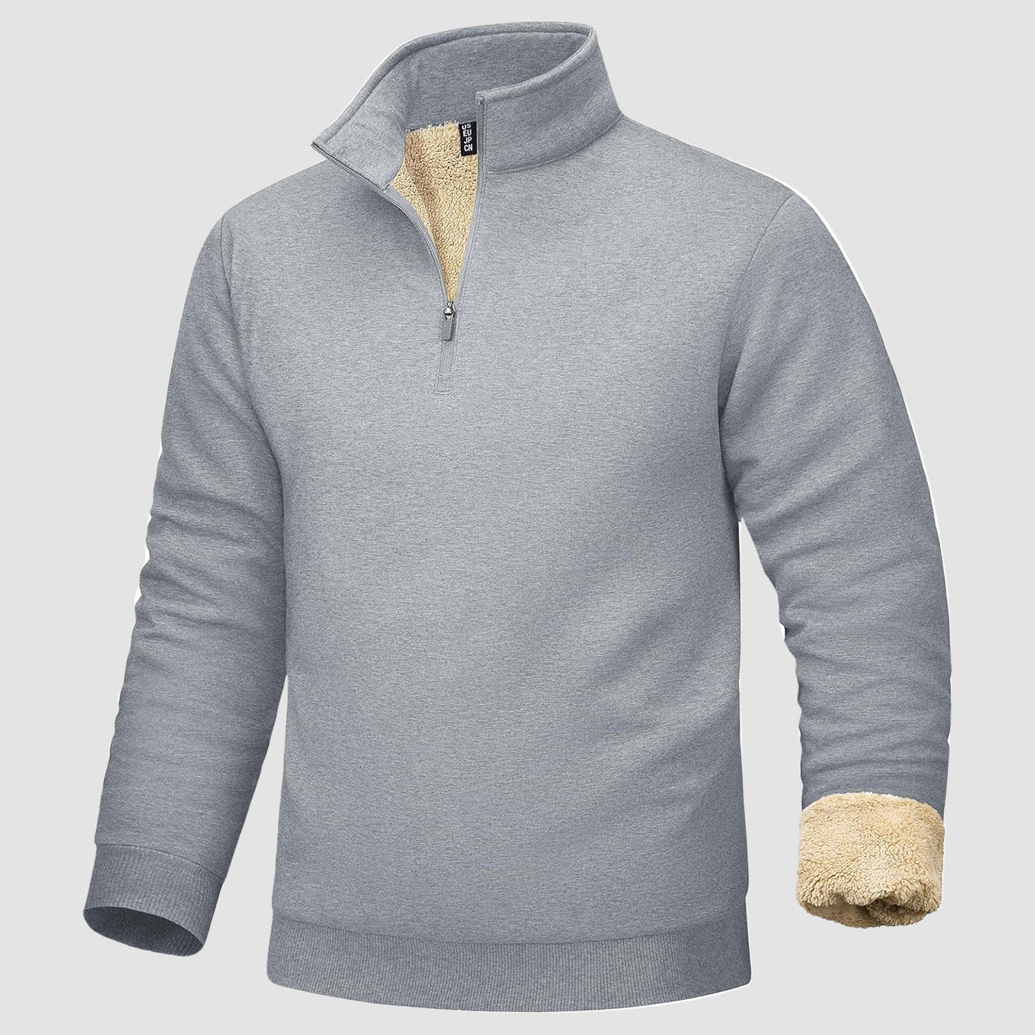 Men's sherpa lined quarter zip fleece pullover cozy heavyweight cold weather layer stretch comfort