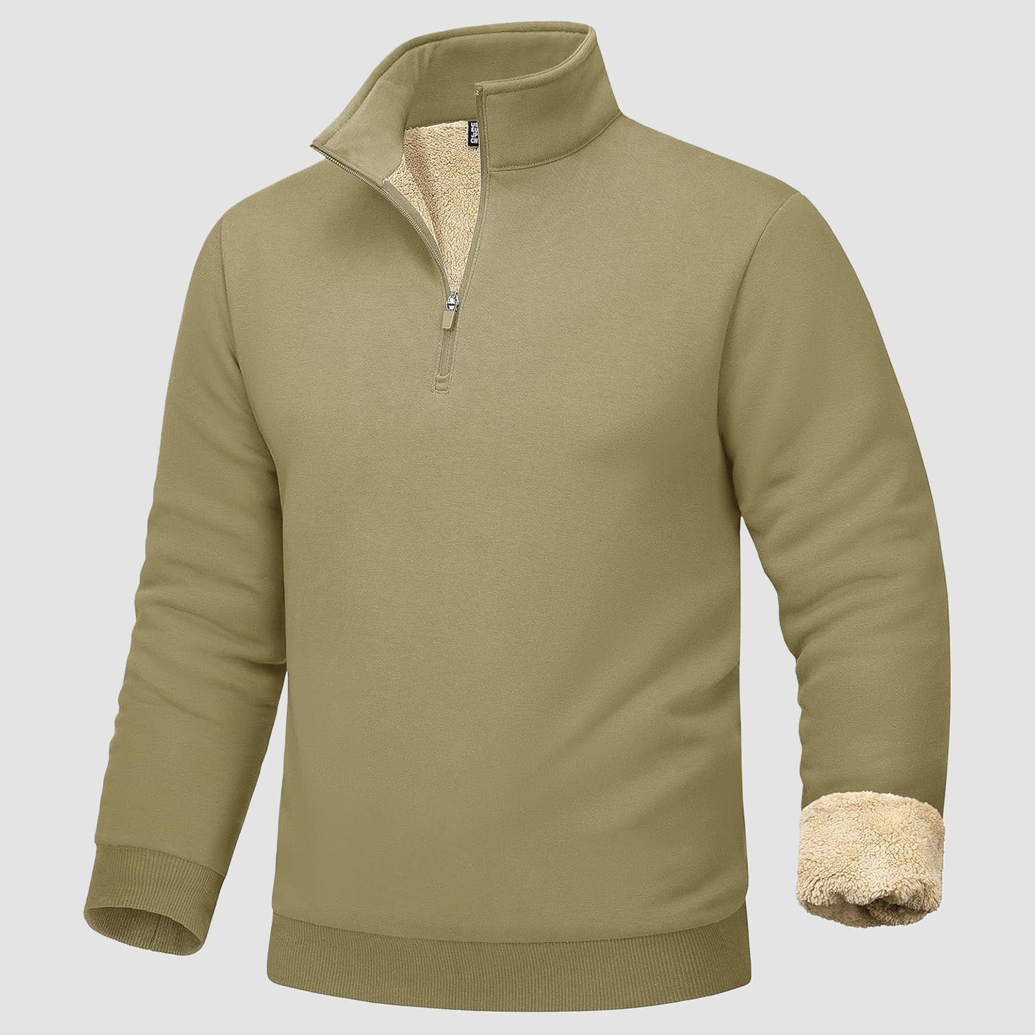 Men's sherpa lined quarter zip fleece pullover heavyweight cozy cold weather layering essential