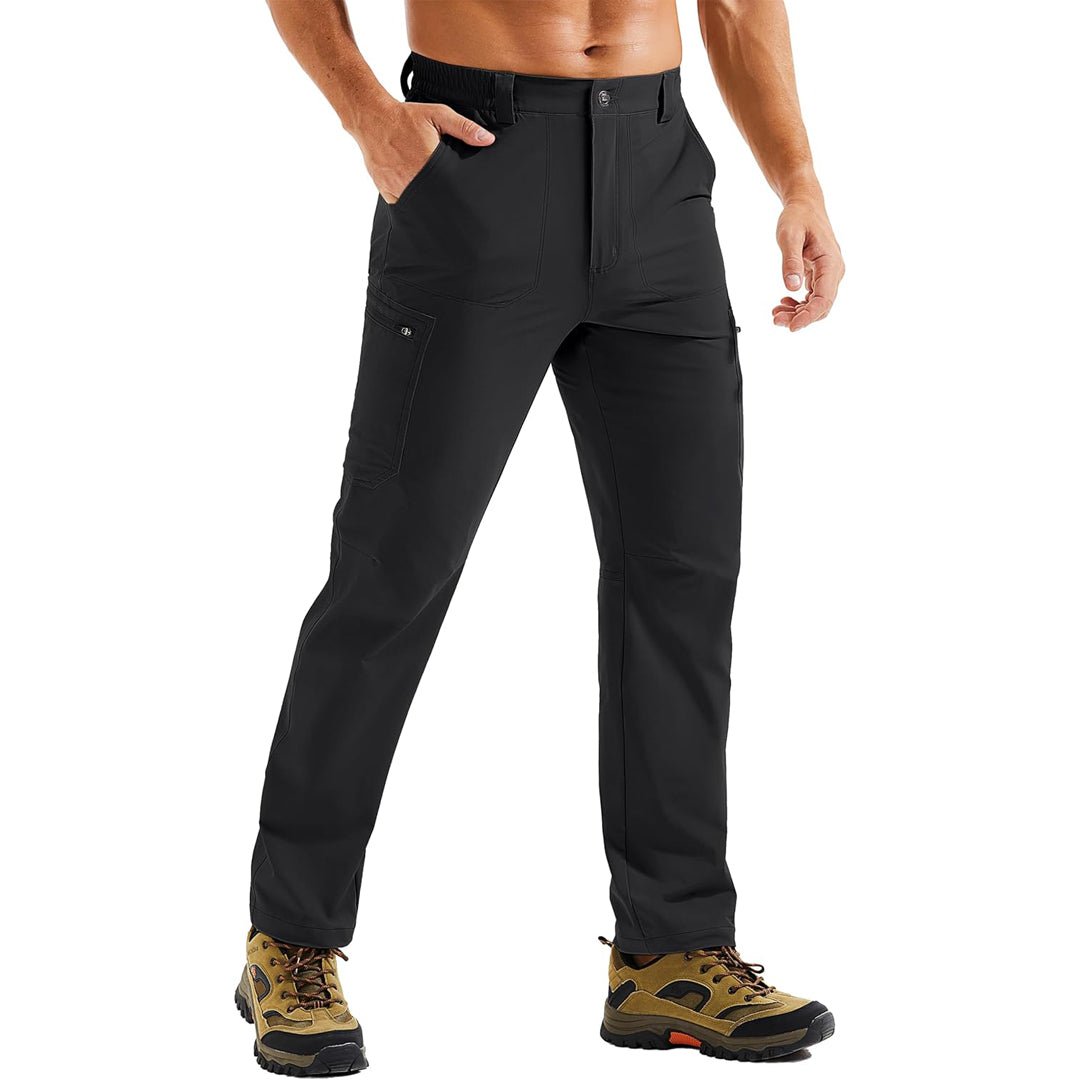Men's lightweight stretch cargo hiking pants, quick-dry water-resistant nylon with multi-pocket design