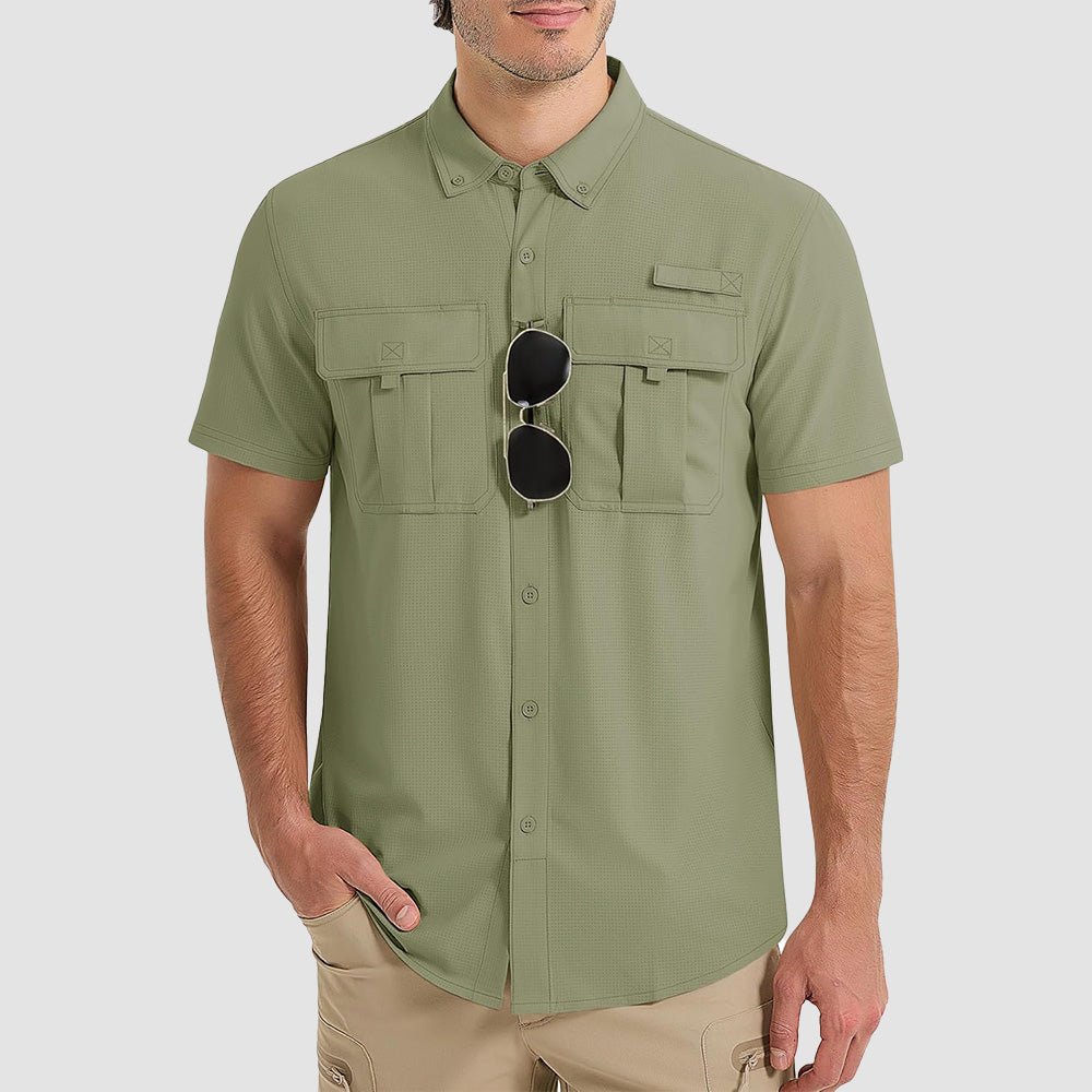 Men's UPF 50 quick-dry fishing shirt lightweight breathable sun protection cooling polyester angler top