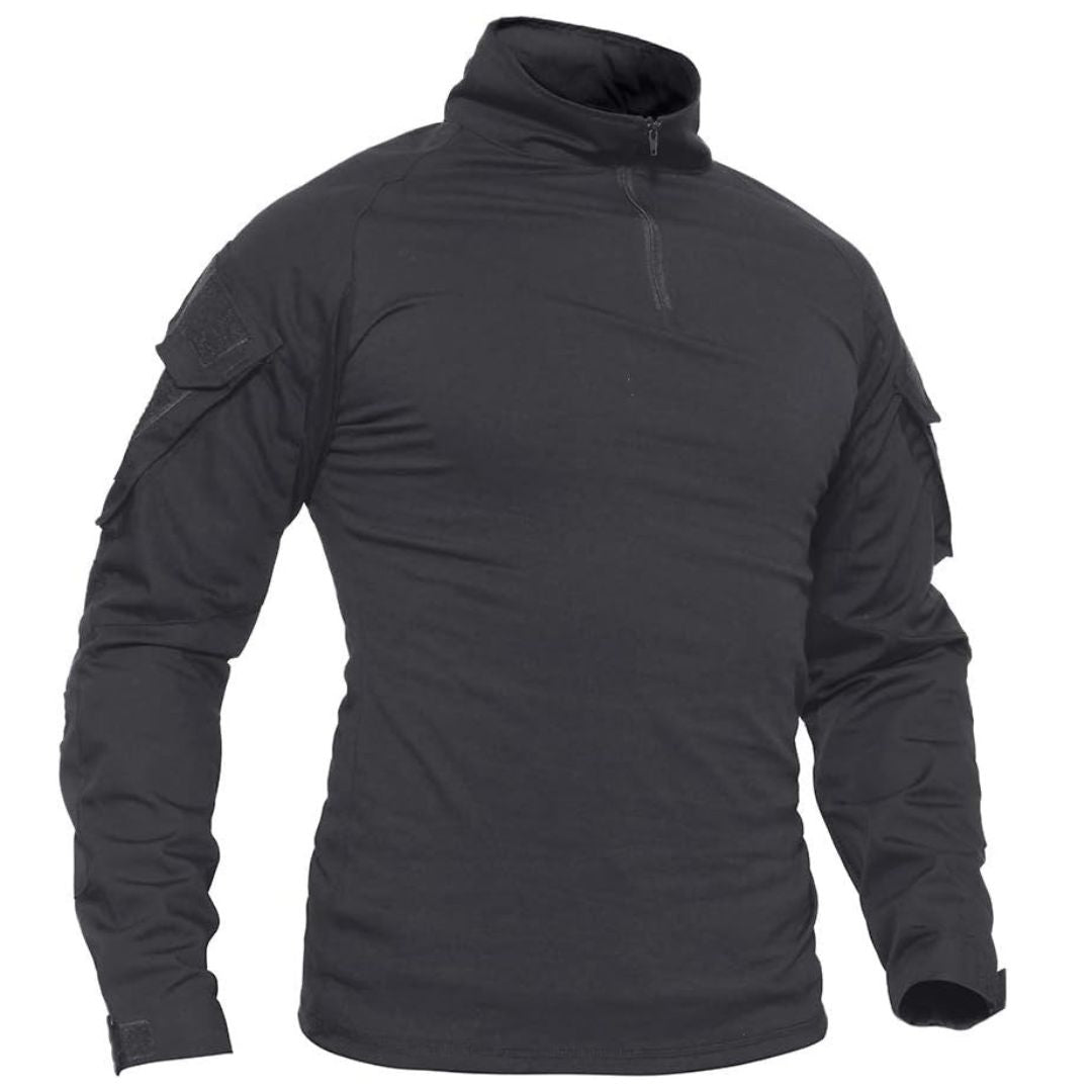 Men's tactical quarter-zip sweatshirt olive green stretch fabric combat fit for airsoft hunting
