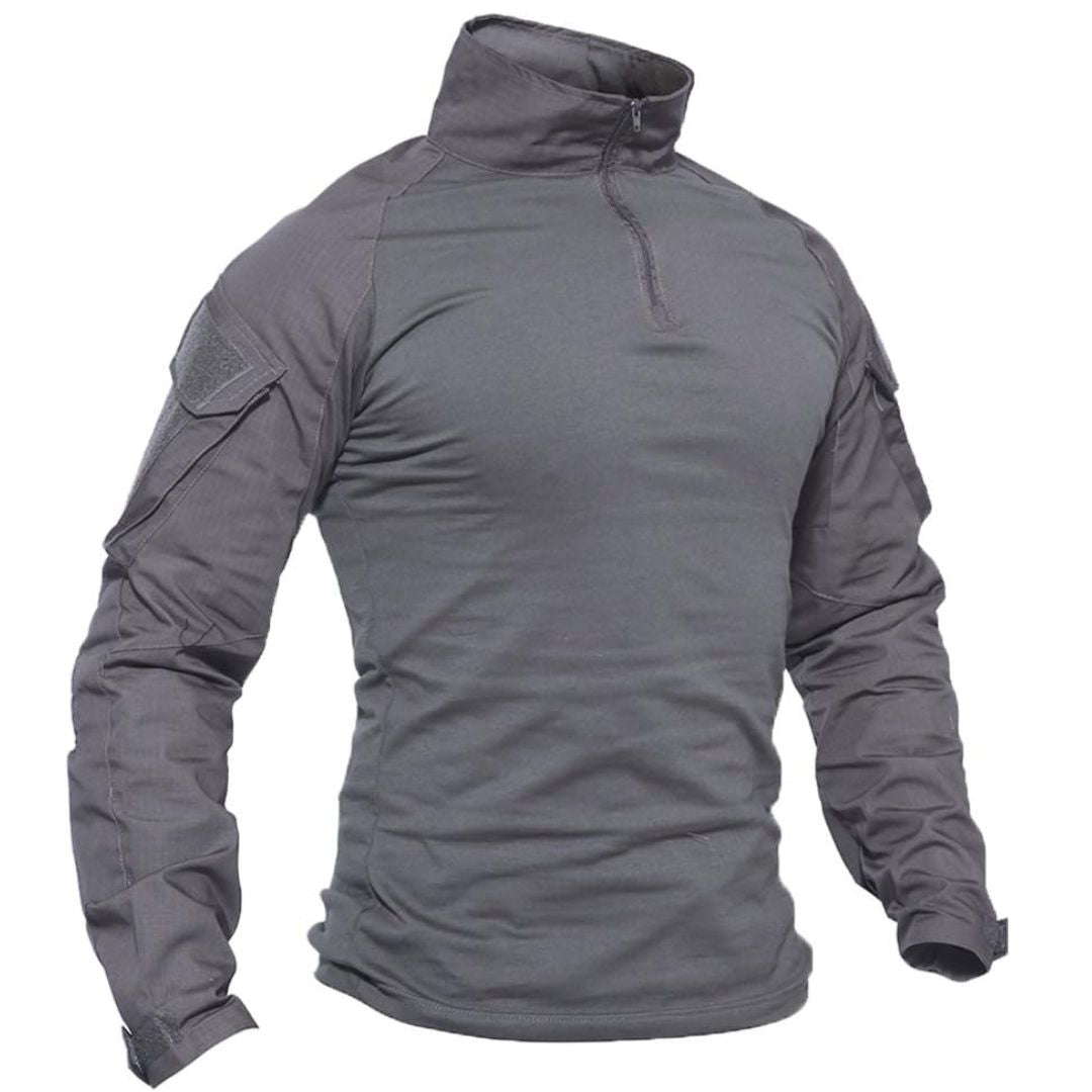 Men's tactical quarter-zip sweatshirt olive stretch fabric slim fit breathable combat shirt for hunting