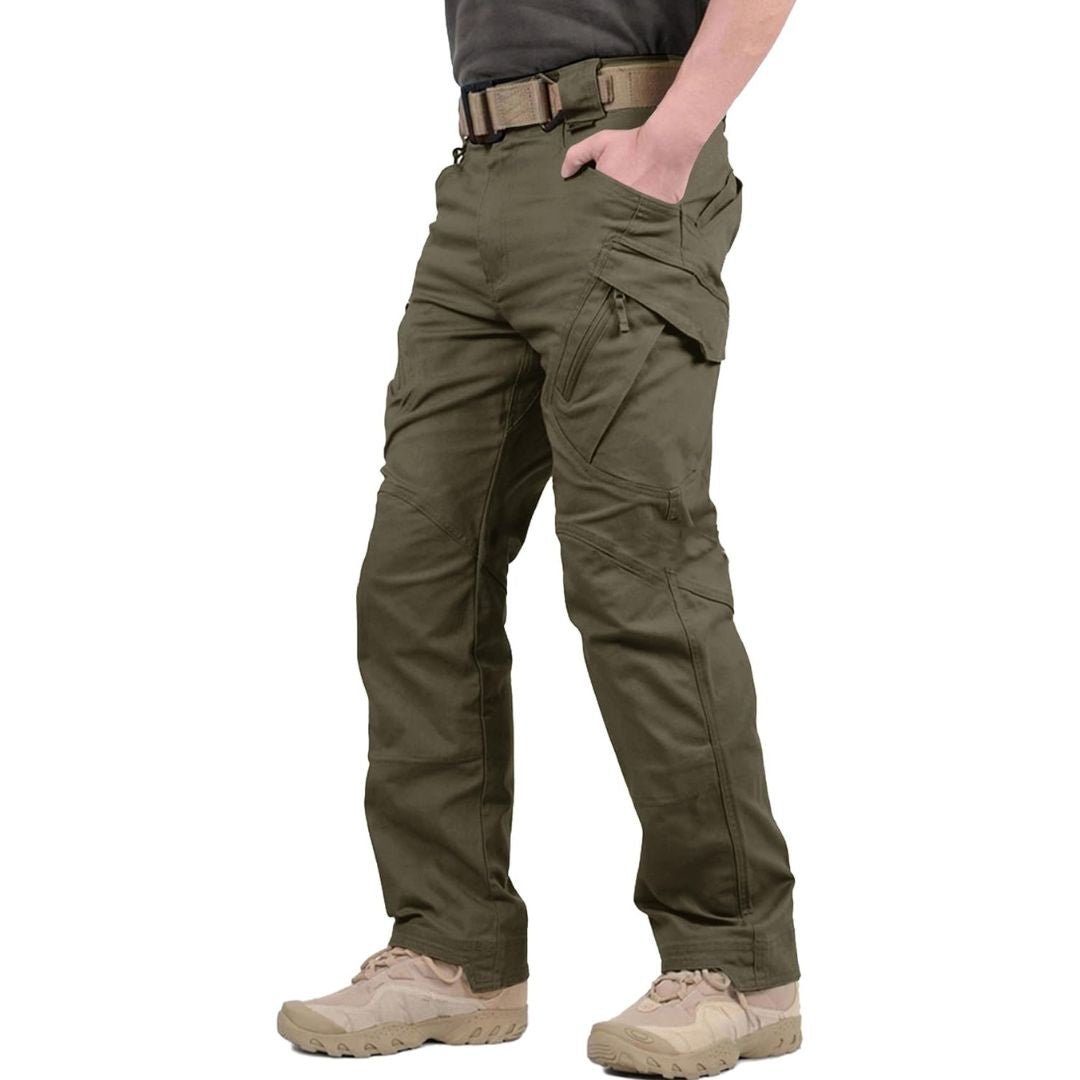 Men's lightweight stretch cotton tactical cargo pants with 9-pocket design for outdoor activities