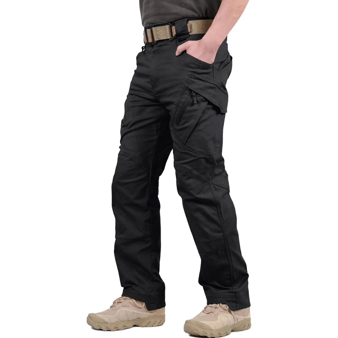Men's lightweight stretch cotton tactical cargo pants with 9-pocket design for outdoor activities
