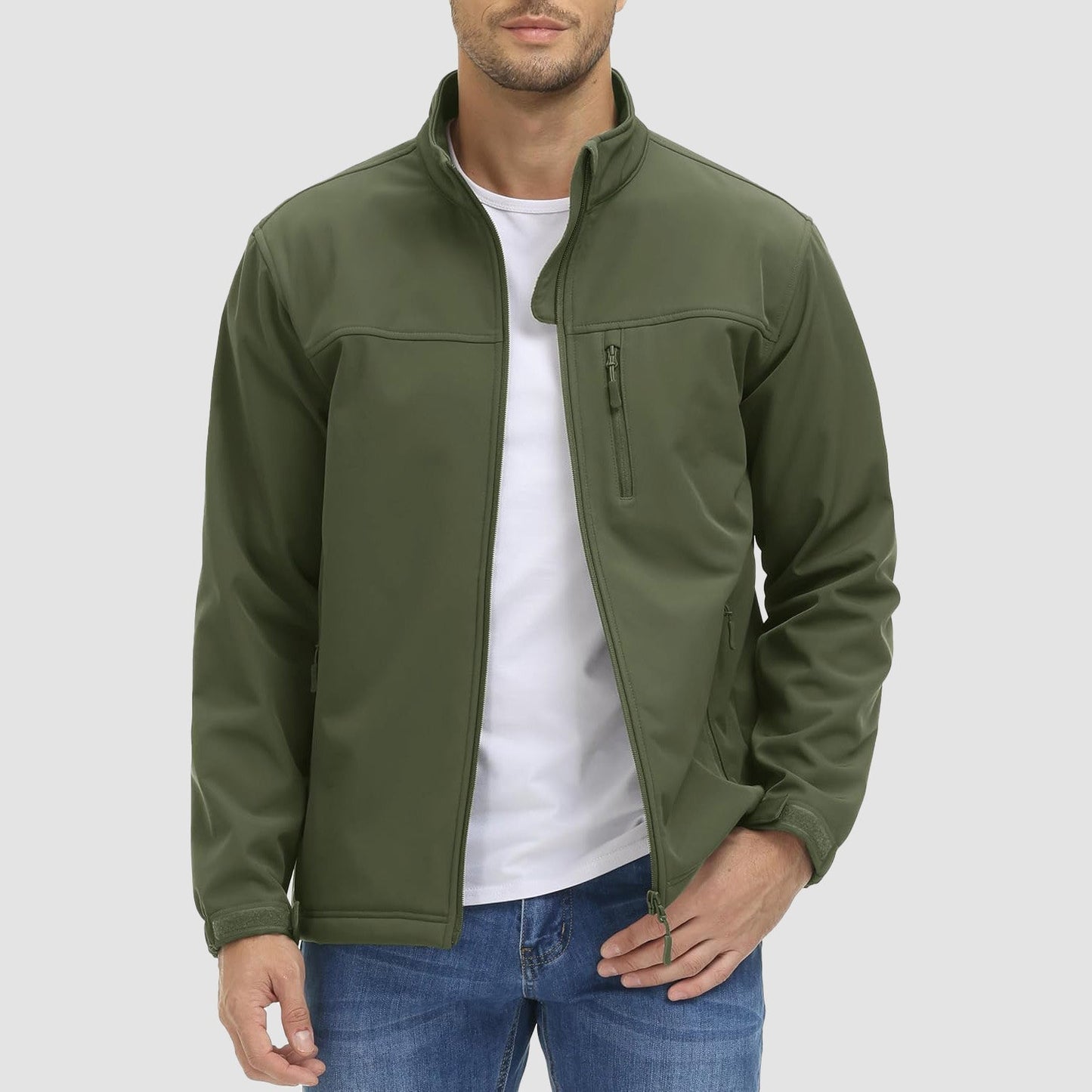 Men's tactical softshell winter jacket fleece-lined stretch fit with abrasion-resistant panels