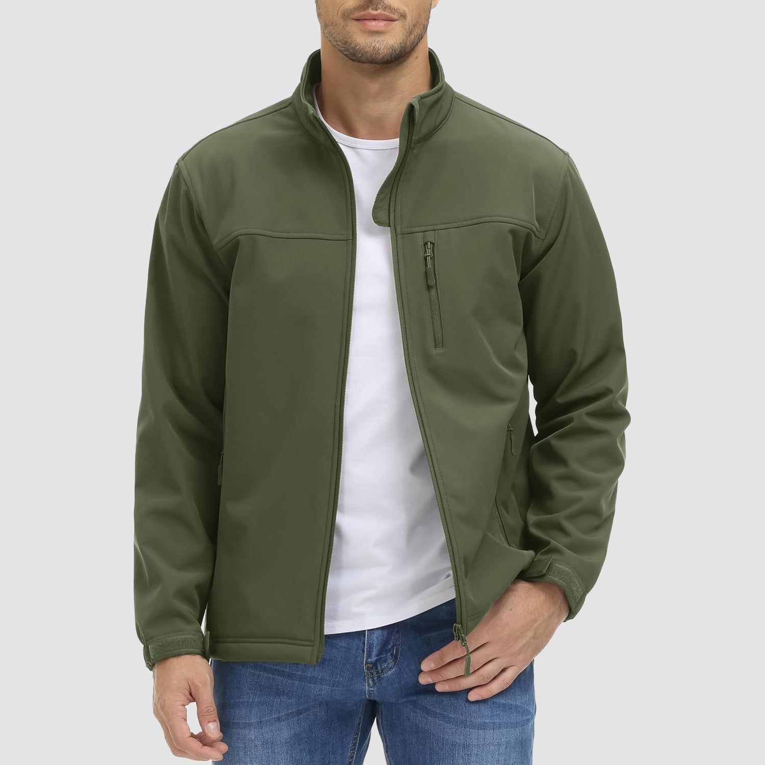 Men's tactical softshell winter jacket fleece-lined stretch fit with abrasion-resistant panels